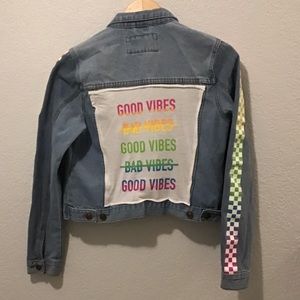 Forever 21 Good Vibes Denim Jacket size M